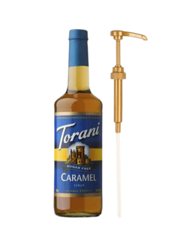 Torani Sugar Free Caramel Classic Syrup & Torani Dispensing Pump (Combo Pack)